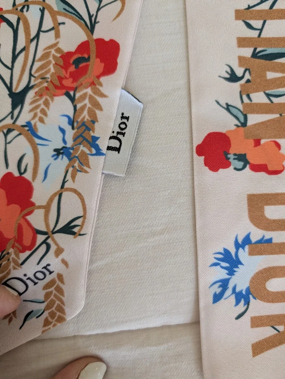 Dior Pink Floral Silk Twilly Scarf